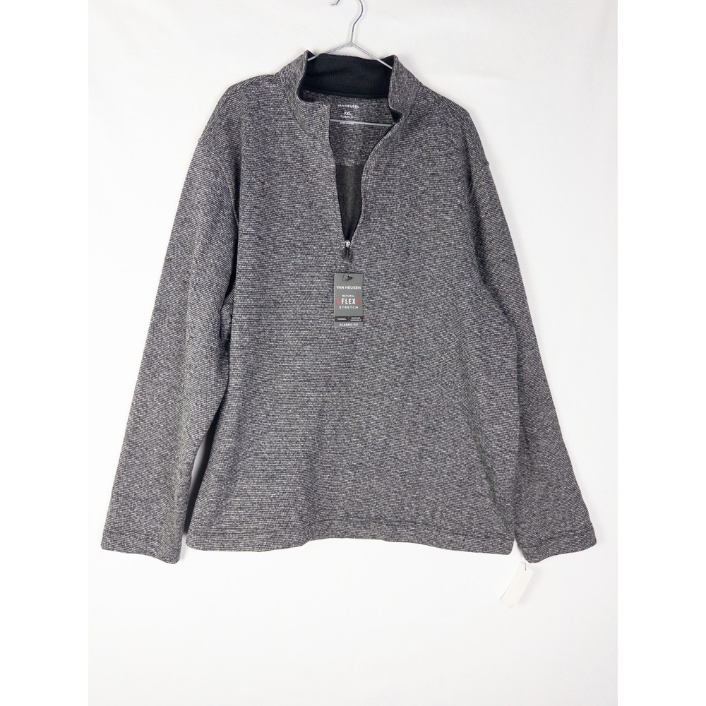 NWT‎ Van Heusen 1/2 Zip Sweater Mens 2XL Gray Pullover Outdoor Flex Stretch